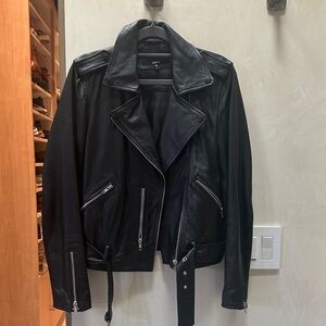 Quince Black Leather Moto Jacket